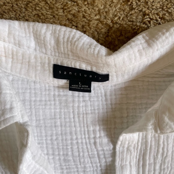 Women’s Large Sanctuary White Gauze Cotton High Low Top Neutral Contemporary - Picture 5 of 9